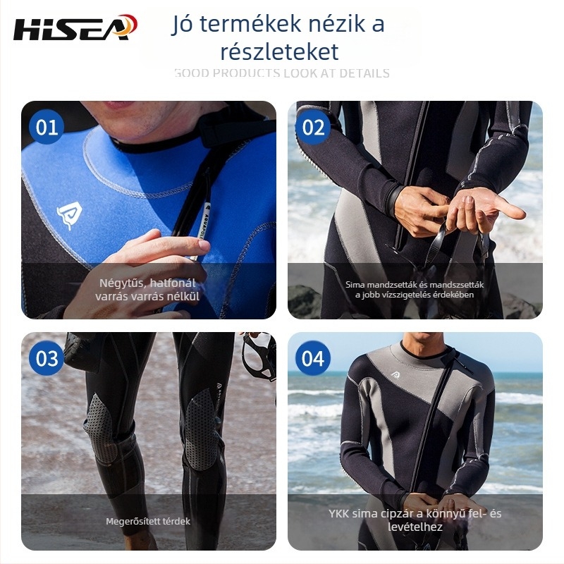 HISEA neoprén búvárruha, uniszex, hosszú ujjú, egyben teljes, meleg minden évszakra