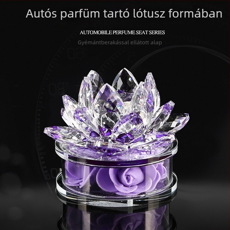 Autóparfüm tartó kristálylótusz alappal; kristályos kézműves aromaterápiás dísz — Márka: Hanguan; Privát márka: Nem