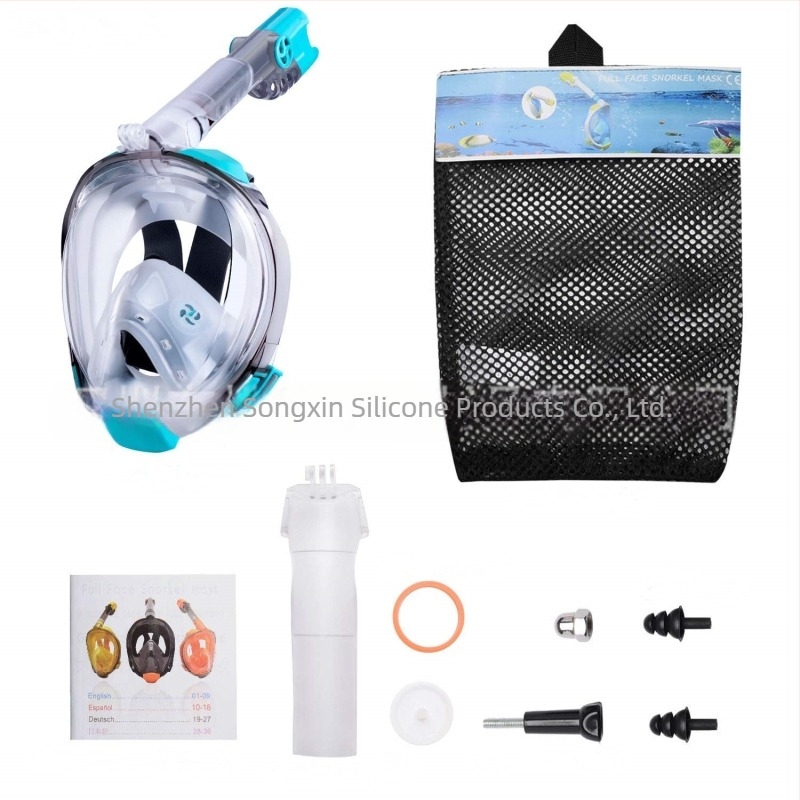 SONGXIN Snorkelmaszk, PC + szilikon, Felnőtteknek, Megakadályozza, hogy a víz bejusson az orrba, a szájba és a szemekbe, Alkalmas medencében, folyóban és a tengerben