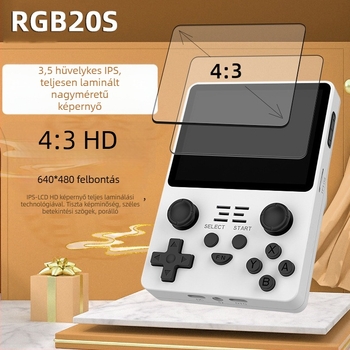 POWKIDDY RGB20S kézi retro játékkonzol IPS HD kijelzővel, nyílt forráskódú operációs rendszerrel, 16GB memória, USB, 3,5 mm hangcsatlakozás, MP4 lejátszó