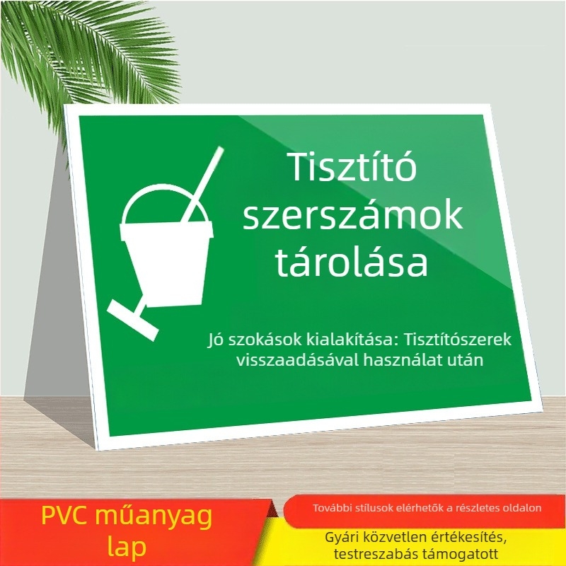 Tisztítóeszközök jelzése - PVC öntapadó, digitális nyomtatás, termékazonosítás, elhelyezési zóna jelzés