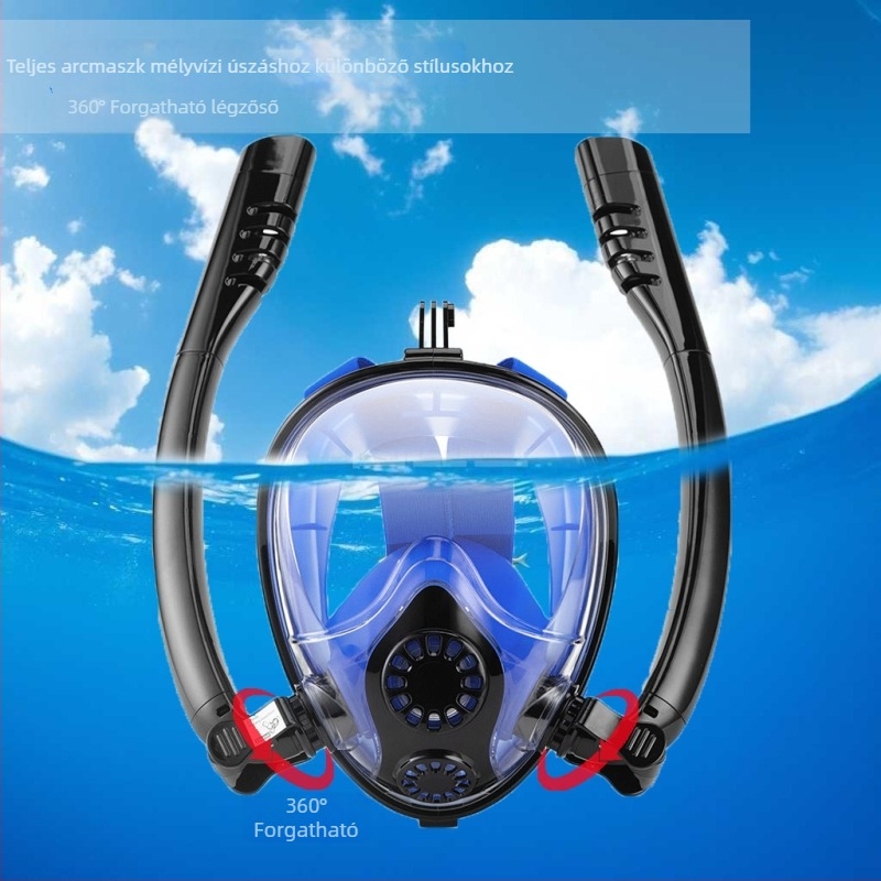 Búvármaszk páramentes, anti-sufokáció, légzés elkülönítés, kétcsöves, száraz snorkel