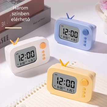 LE104 ébresztőóra LED kijelzővel, hőmérséklet és páratartalom, idő egy képernyőn