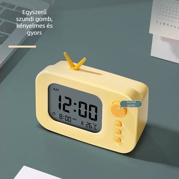 LE104 ébresztőóra LED kijelzővel, hőmérséklet és páratartalom, idő egy képernyőn