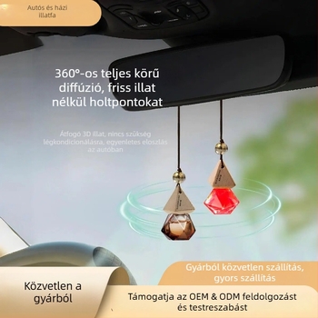 Autóillatosító függő, üveg tartóval, akasztó kivitel (űrtartalom 10–20 ml; párolgási idő 31–60 nap)