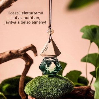 Autóillatosító függő, üveg tartóval, akasztó kivitel (űrtartalom 10–20 ml; párolgási idő 31–60 nap)