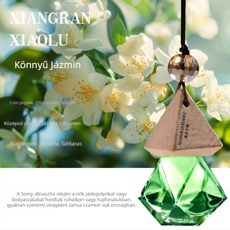 Autóillatosító függő, üveg tartóval, akasztó kivitel (űrtartalom 10–20 ml; párolgási idő 31–60 nap)