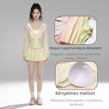 Sanqi háromrészes úszónemű készlet, hosszú ujjú, szoknyás fazon, Nylon 82% anyag, nyaralásokhoz és termálfürdőkhez