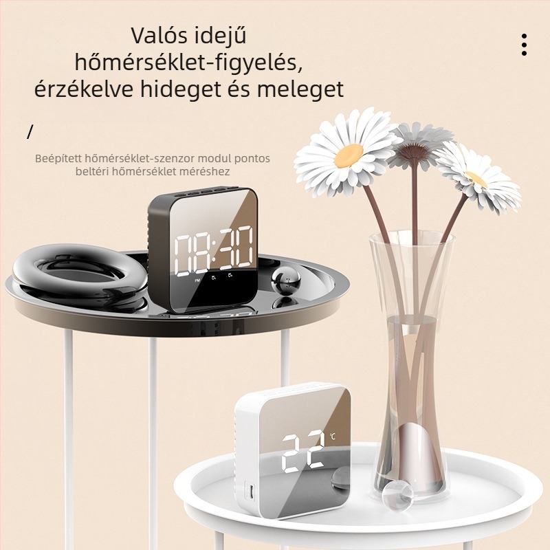 LED kijelzős ébresztőóra, hőmérő, ébresztés és 24 órás kijelzés — elemről működő, elektronikus mechanizmus