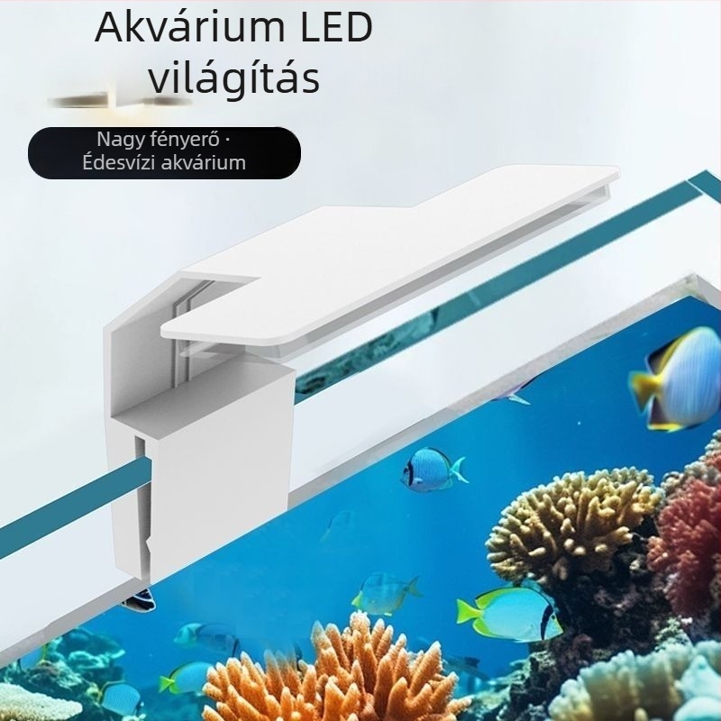 LED akváriumi lámpa, mini clip-on, USB csatlakozóval, vízi növényekhez