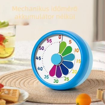 Mechanikus visszaszámláló időzítő általános iskolásoknak – vizuális, mágneses rögzítésű, kézi meghajtású, kerek fém-plasztik burkolat