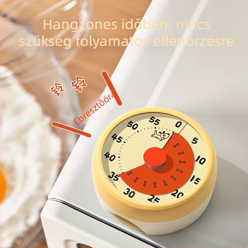 Mechanikus visszaszámláló időzítő általános iskolásoknak – vizuális, mágneses rögzítésű, kézi meghajtású, kerek fém-plasztik burkolat