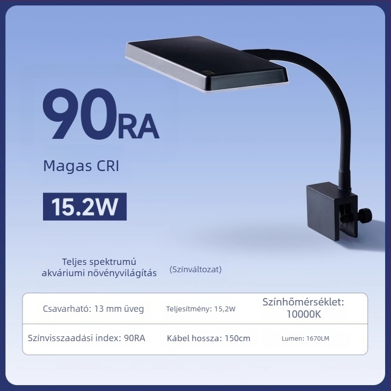 LED-akvárium fény – teljes spektrumú klipszes fény vízi növényekhez, 10.4W