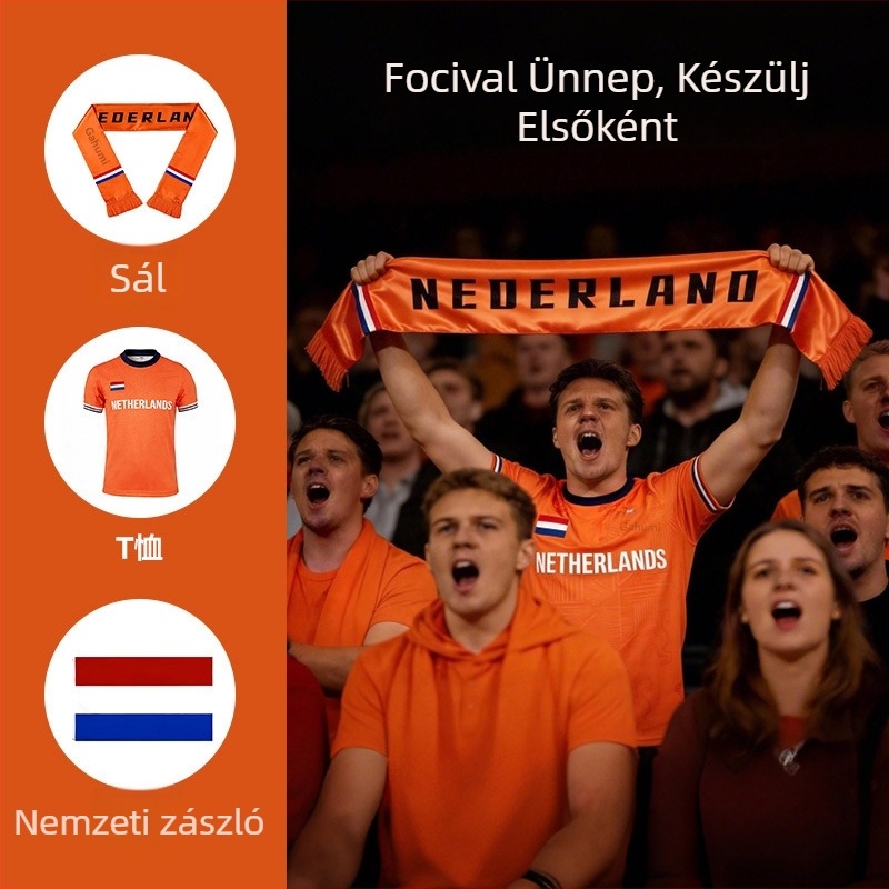 Futball-szurkolói sál egyedi logóval, szatén anyag, logónyomás elérhető, gyártási idő 7–15 nap