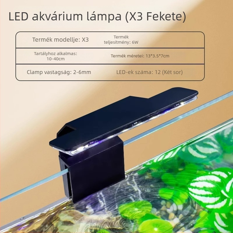 LED Clip lámpa akváriumhoz – vékony, mini LED növényekhez (Márka: Rong xingda; Származási hely: Kína; Funkció: Világítás; Termékkód: Clip light)