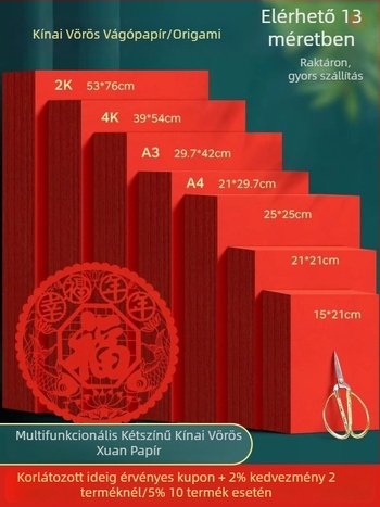 Kétoldalas piros Xuan papír vágáshoz, A4 méret, Anyag: KT tábla, Import nélkül, Márka: Másik, Kategória: Boldog szó