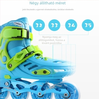 Uniszex állítható PU inline korcsolyák kezdőknek, gyerekeknek és felnőtteknek, egysoros kerekekkel és villogó fényekkel