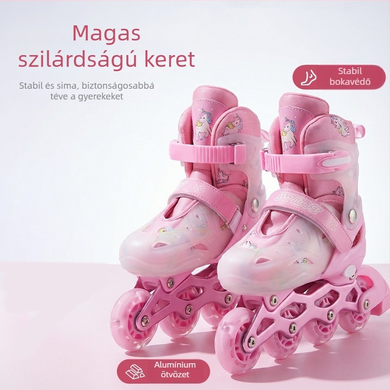 Uniszex kezdő inline korcsolyák teljes védőfelszereléssel, egysoros kerekek, PU kerekek, Le Shang
