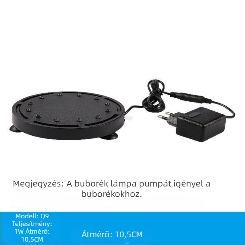 Akvaris LED buborékfény, merülő, 1W, ABS, világítás és oxigénellátás, állítható fényerő