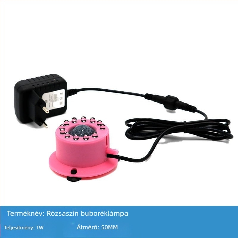 Akvaris LED buborékfény, merülő, 1W, ABS, világítás és oxigénellátás, állítható fényerő