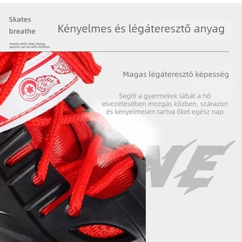 Gyermekeknek fénylő görkorcsolya, kettős sorban négy kerékkel