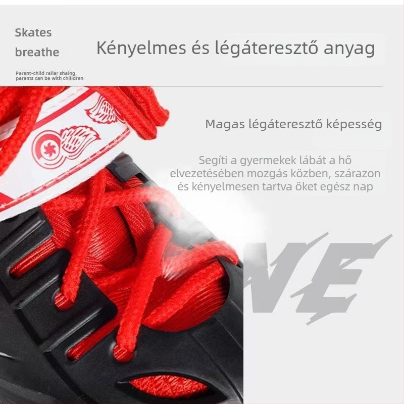Gyermekeknek fénylő görkorcsolya, kettős sorban négy kerékkel