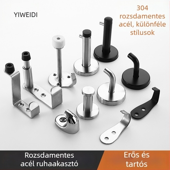 Fürdőszobai válaszfalhoz ruhafogas, 304 rozsdamentes acél, modell 304, huzalhúzott felület, modern minimalizmus