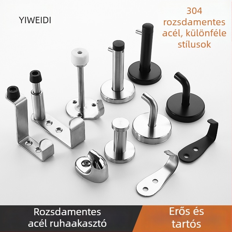 Fürdőszobai válaszfalhoz ruhafogas, 304 rozsdamentes acél, modell 304, huzalhúzott felület, modern minimalizmus