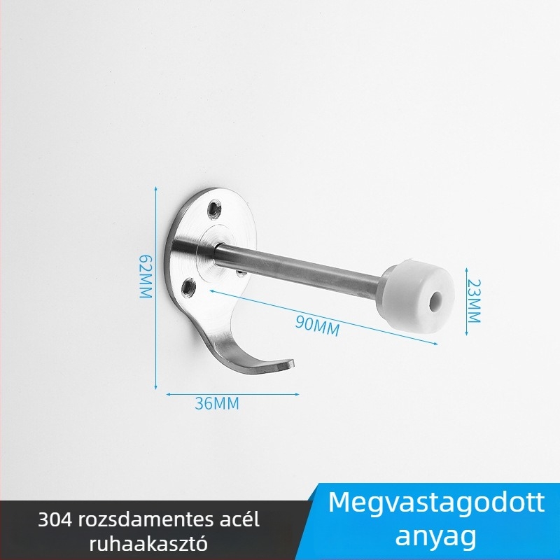 Fürdőszobai válaszfalhoz ruhafogas, 304 rozsdamentes acél, modell 304, huzalhúzott felület, modern minimalizmus
