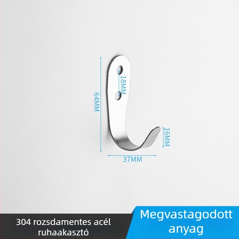 Fürdőszobai válaszfalhoz ruhafogas, 304 rozsdamentes acél, modell 304, huzalhúzott felület, modern minimalizmus