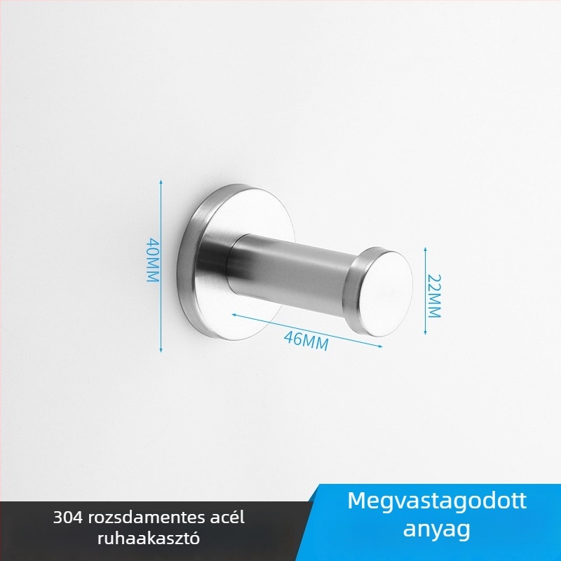 Fürdőszobai válaszfalhoz ruhafogas, 304 rozsdamentes acél, modell 304, huzalhúzott felület, modern minimalizmus