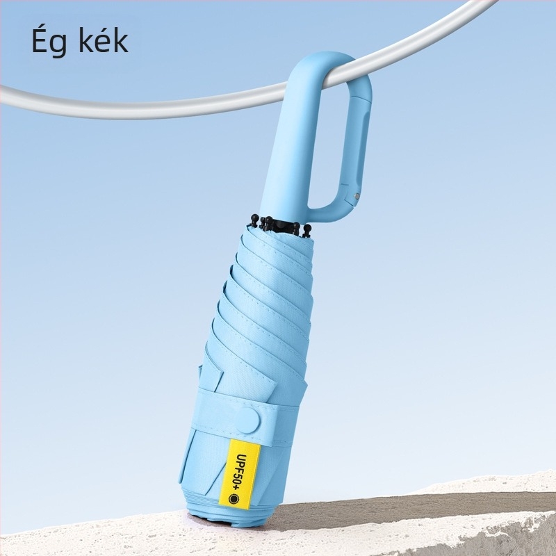 Gyűrűs fogantyújú kapszulás esernyő, 6 bordával, ötvözetes tengely, kézi nyitás-zárás, UPF 50+ UV védelem