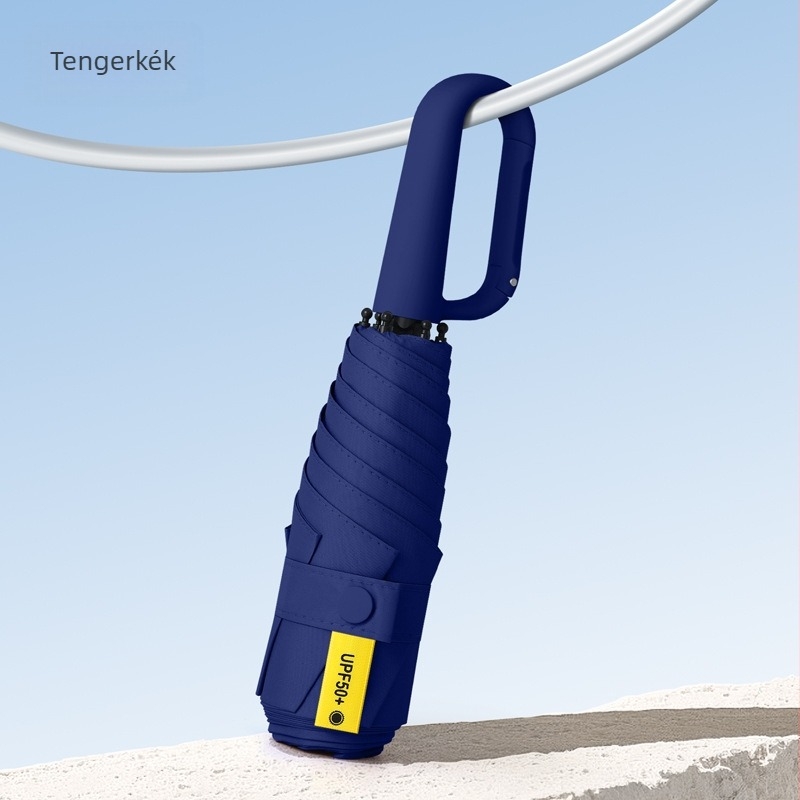 Gyűrűs fogantyújú kapszulás esernyő, 6 bordával, ötvözetes tengely, kézi nyitás-zárás, UPF 50+ UV védelem