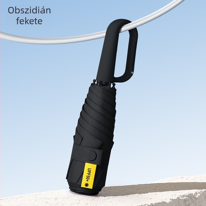 Gyűrűs fogantyújú kapszulás esernyő, 6 bordával, ötvözetes tengely, kézi nyitás-zárás, UPF 50+ UV védelem