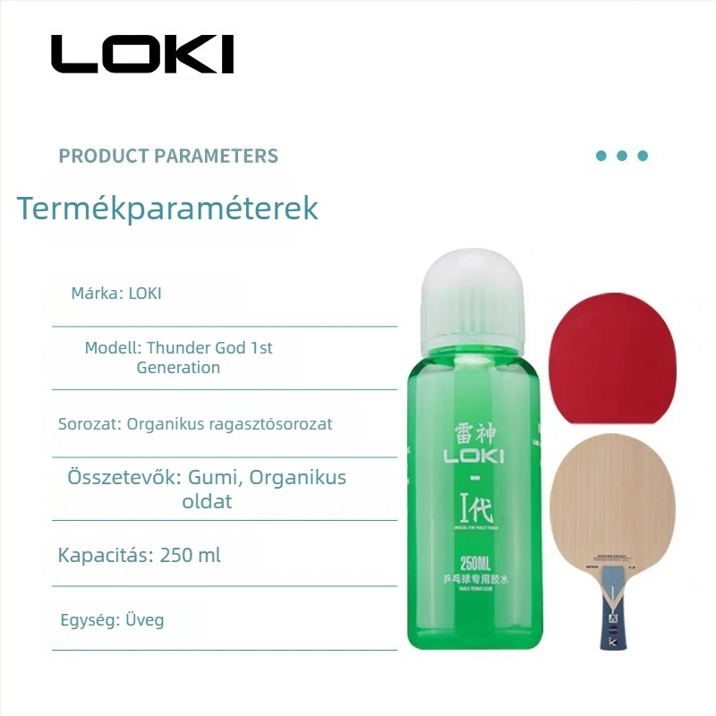 LOKI professzionális organikus ragasztó ping-pong ütőkhez kefével, folyékony ragasztó ping-ponghoz és feather tennishez, testreszabható feldolgozás