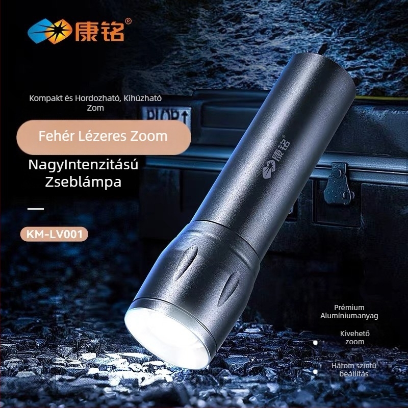 Alumíniumötvözetű LED zseblámpa, 15W, 3000mAh, 360° forgás