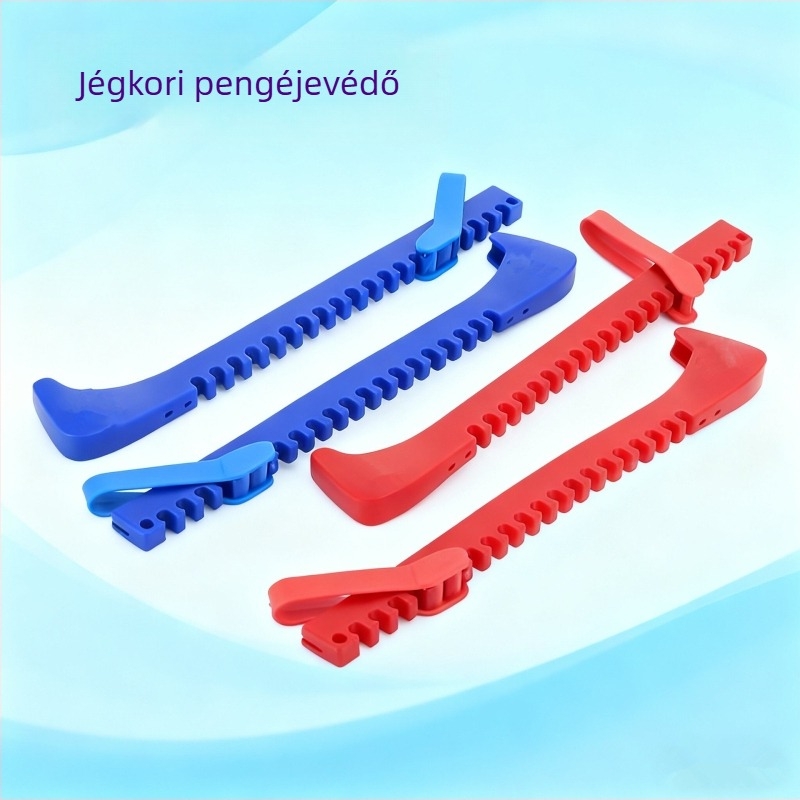 Jégkorcsolya pengéhez védőtok, PU felső rész, gumírozott talp, karbonacél penge, pengéje hossza 43