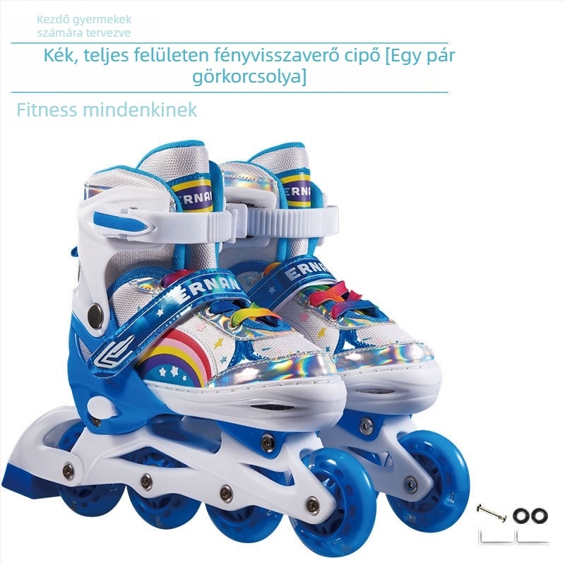 Gyermekeknek szóló inline korcsolya készlet, állítható, villogó fényekkel