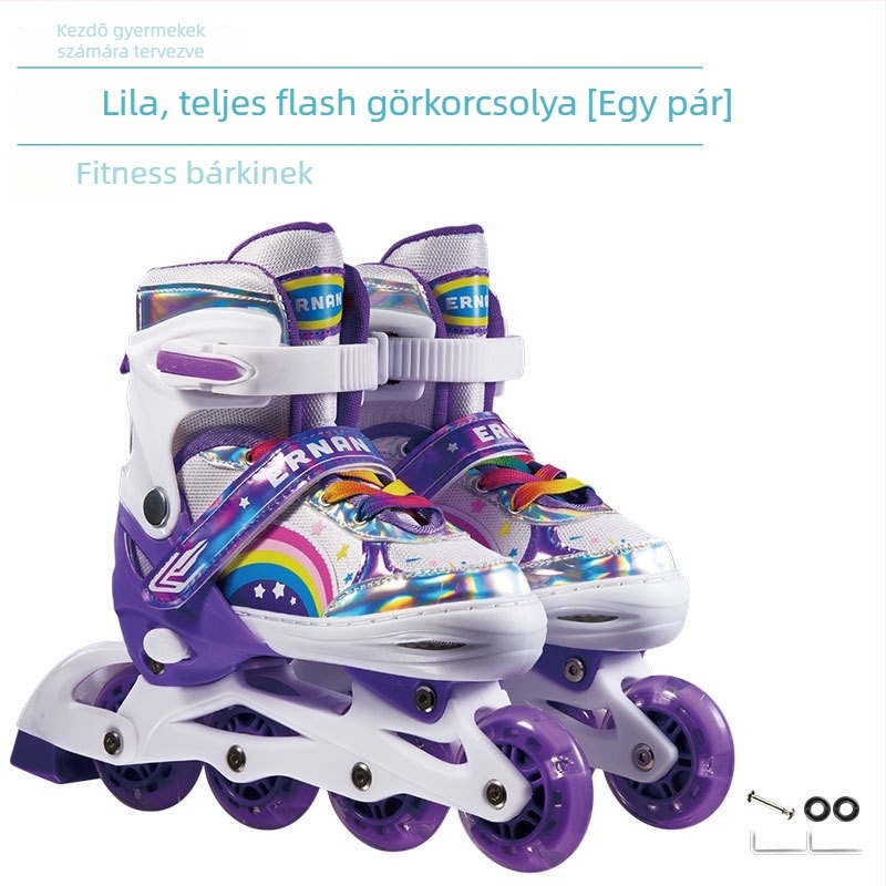 Gyermekeknek szóló inline korcsolya készlet, állítható, villogó fényekkel
