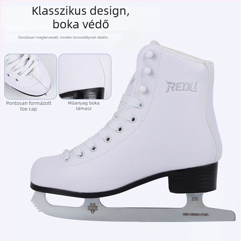 Thermal mintás jégkorcsolyák – felső rész PVC, talp PVC, karbonacél pengék, felnőtteknek