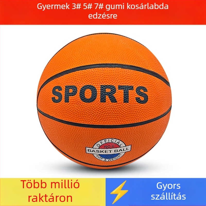 Gyerekeknek készült tartós gumiból készült kosárlabda, méretek 3, 5 és 7 — edzésekhez és versenyekhez