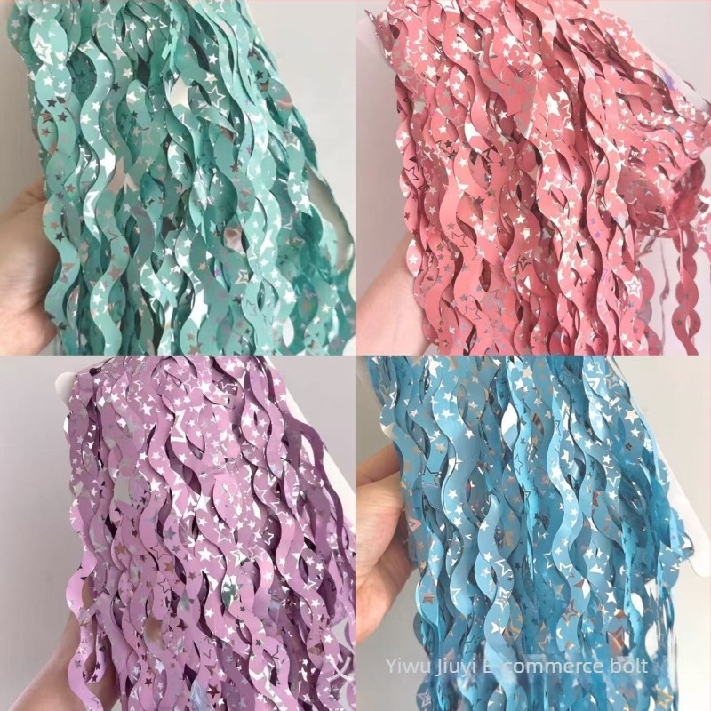 Esőszálas függöny csillagos háttérrel és hullámzó dizájnal születésnapi bulira (Műanyag • Szalag • Helyszíni dekoráció kiegészítői • Beltéri dekoráció)