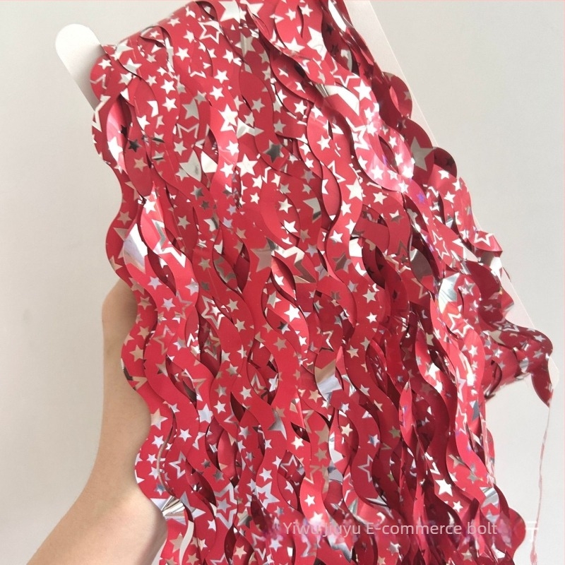 Esőszálas függöny csillagos háttérrel és hullámzó dizájnal születésnapi bulira (Műanyag • Szalag • Helyszíni dekoráció kiegészítői • Beltéri dekoráció)