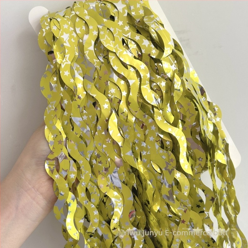 Esőszálas függöny csillagos háttérrel és hullámzó dizájnal születésnapi bulira (Műanyag • Szalag • Helyszíni dekoráció kiegészítői • Beltéri dekoráció)