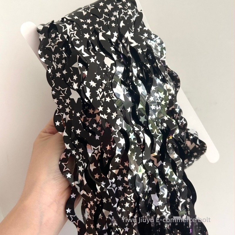 Esőszálas függöny csillagos háttérrel és hullámzó dizájnal születésnapi bulira (Műanyag • Szalag • Helyszíni dekoráció kiegészítői • Beltéri dekoráció)