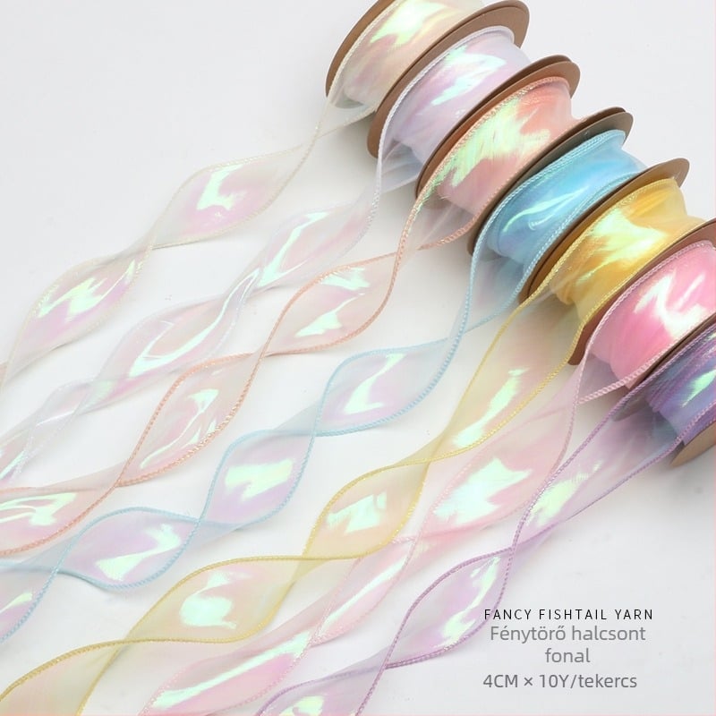 Bright márkájú halcsont fonalas szalag; Anyag: fishtail yarn; ideális esküvőkhöz, virágcsomagoláshoz, karácsonyi díszítéshez, ajándékcsomagoláshoz