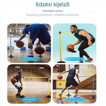 Kosárlabda-edzésív többfunkciós oszlopokkal és akadályrúddal, futball- és kosárlabda-edzéshez