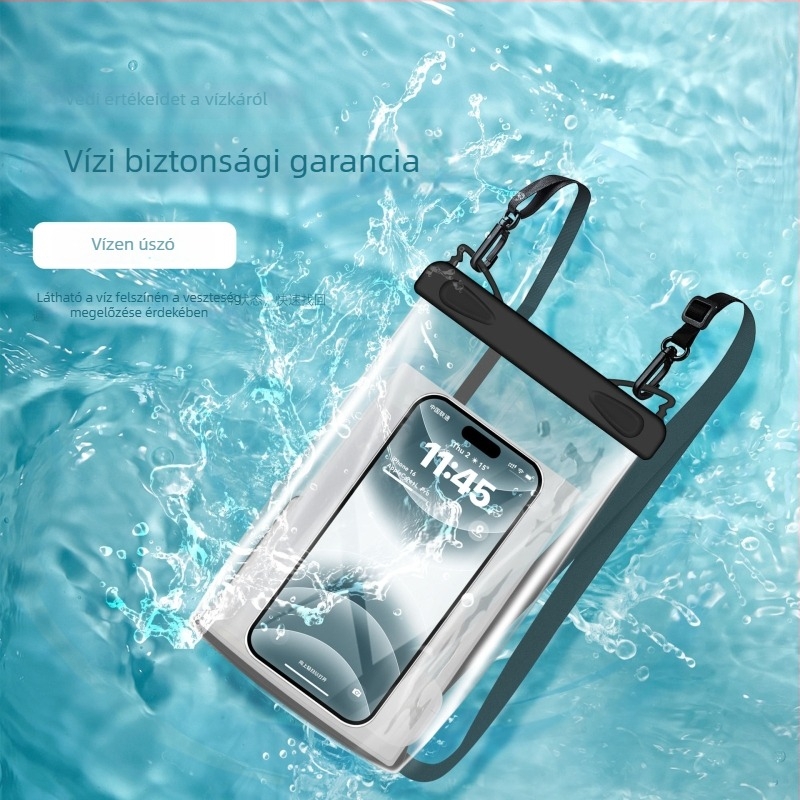 Vízálló telefontáska — Átlátszó PVC, Kültéri használathoz (Anyag: PVC; Vízálló anyag; Kültéri vízálló táska; Búvárkodás, Strand, Horgászat)