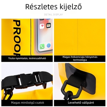 Kültéri vízálló táska, 2L kapacitás, PVC anyag, logónyomtatás és testreszabás