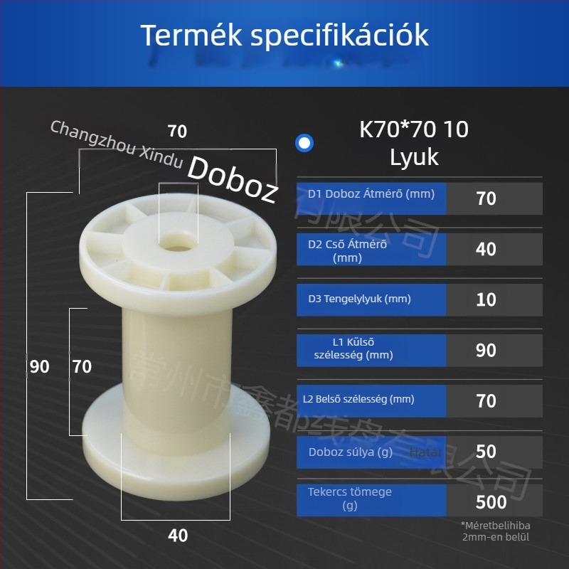 Xindu dróttekercs – DIN70, ABS műanyag, ISO9001 RoHS tanúsítvány, fémdróthoz